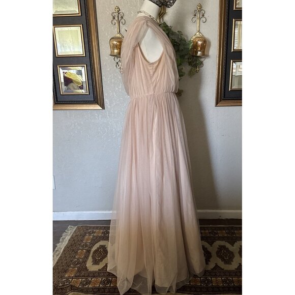 Pink Formal Dress Long Off The Shoulders Ballgown Flowy Tulle Women’s Size 12 - Picture 2 of 14